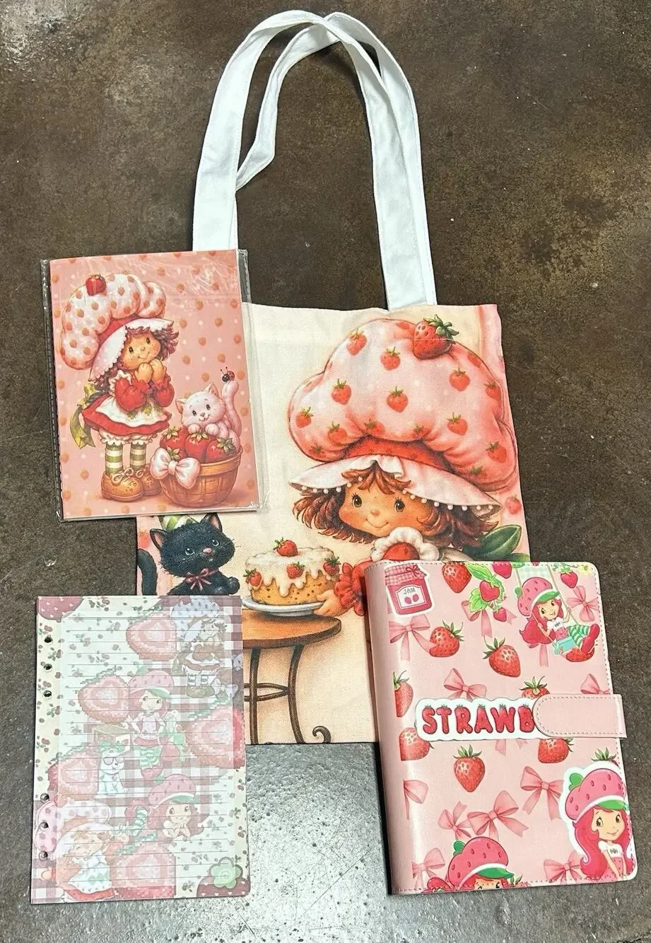 Strawberry Shortcake Friends A5 Binder w/ Printed Stationery paper & Tote